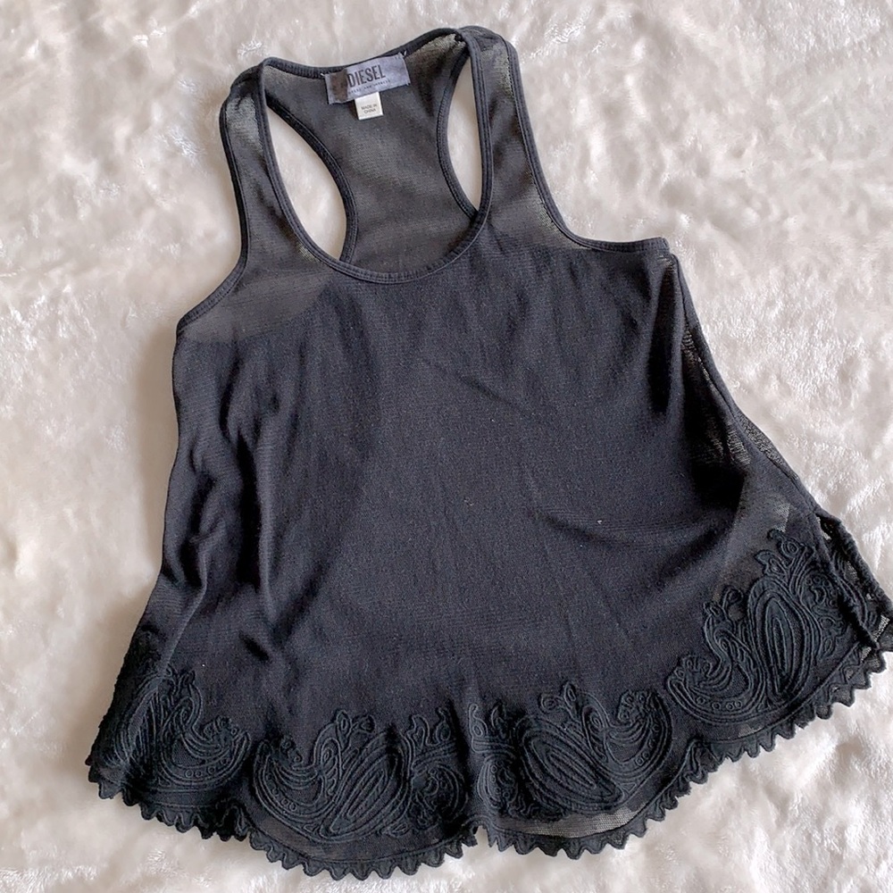 Diesel Cotton Sheer Mesh Racerback Tank Top Size XXS